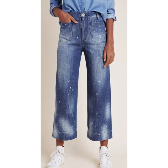 Anthropologie Pilcro Colette Crop High Rise Wide Leg Jeans Size 26 Denim - Picture 1 of 8